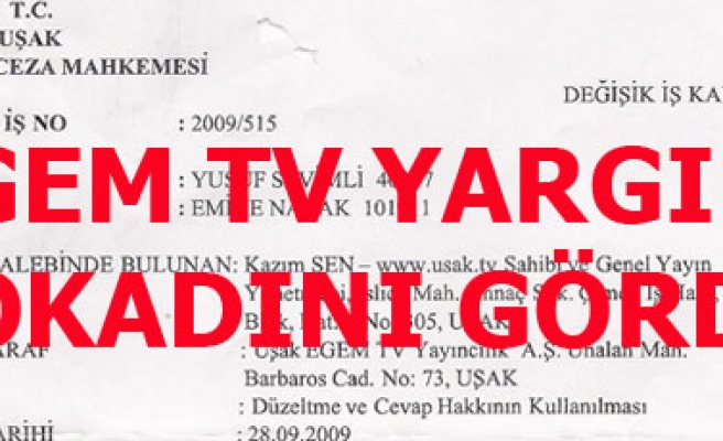 EGEM TVYE YARGIDAN TEKZİP TOKADI