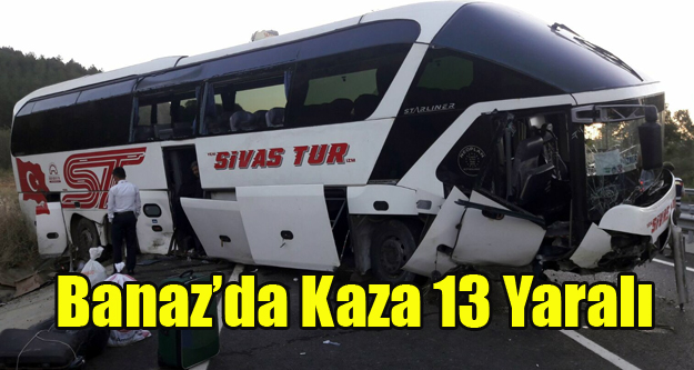 BANAZ'DA OTOBÜS KAZASI 13 YARALI