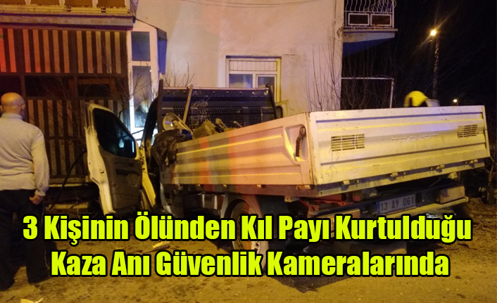 ÇİVRİL#039;DE 3 KİŞİNİN ÖLÜMDEN KIL PAYI KURTULDUĞU KAZA ANI KAMERALARDA