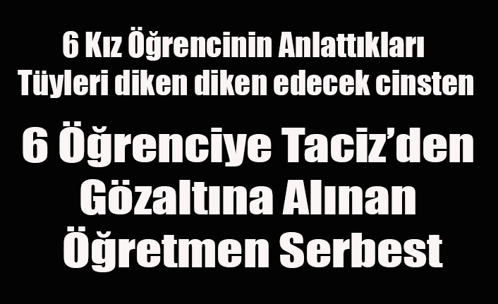 İLKOKUL 4. SINIF ÖĞRENCİSİ 6 ÖĞRENCİYİ TACİZ İDDİASI İLE GÖZALTINA ALINAN ÖĞRETMEN SERBEST