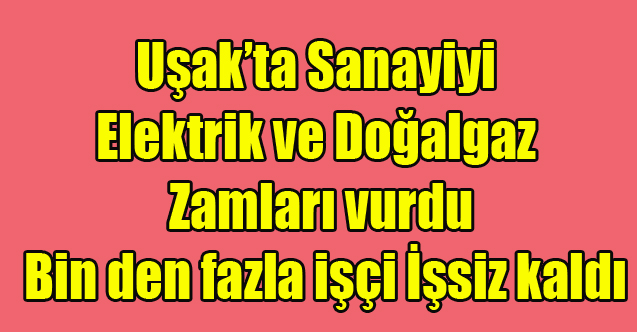 Uşak'ta Sanayiyi Elektrik ve Doğalgaz zamları vurdu Binden fazla işçi işten çıkarıldı