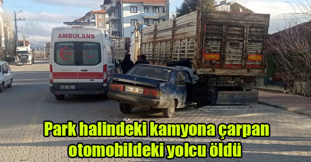 Banaz'da Park halindeki kamyona çarpan otomobildeki yolcu öldü