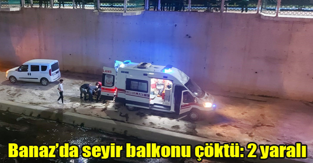 Banaz'da çay kenarındaki seyir balkonu çöktü: 2 yaralı