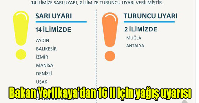 Bakan Yerlikaya’dan 16 il için yağış uyarısı