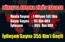 KORONA VİRÜSTEN ÖLENLERİN SAYISI 95 BİN'İ İYİLEŞENLERİN SAYISI 350 BİN'İ GEÇTİ