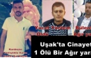 UŞAK'TA CİNAYET 1 ÖLÜ 1 AĞIR YARALI