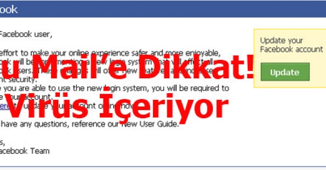SAHTE FACEBOOK MESAJLARI VİRÜS İÇERİYOR