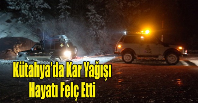 KÜTAHYA#039;DA KAR YAĞIŞI HAYATI FELÇ ETTİ