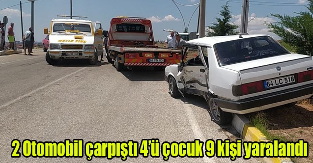 2 otomobilin karıştığı kazada 4ü çocuk 9 kişi yaralandı