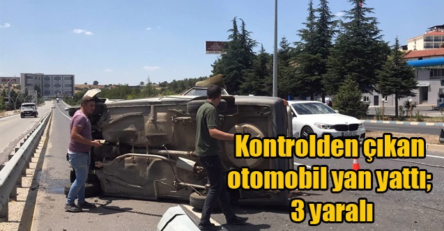 Uşak#039;ta Kontrolden çıkan otomobil yan yattı; 3 yaralı