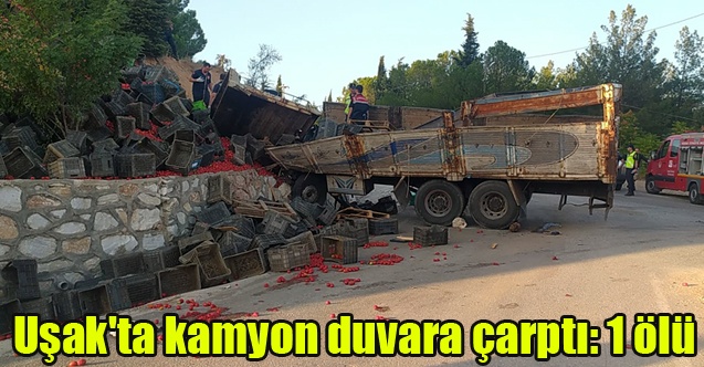 Uşak#039;ta kamyon duvara çarptı: 1 ölü