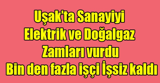 Uşak#039;ta Sanayiyi Elektrik ve Doğalgaz zamları vurdu Binden fazla işçi işten çıkarıldı