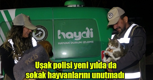 Uşak polisi yeni yılda da sokak hayvanlarını unutmadı