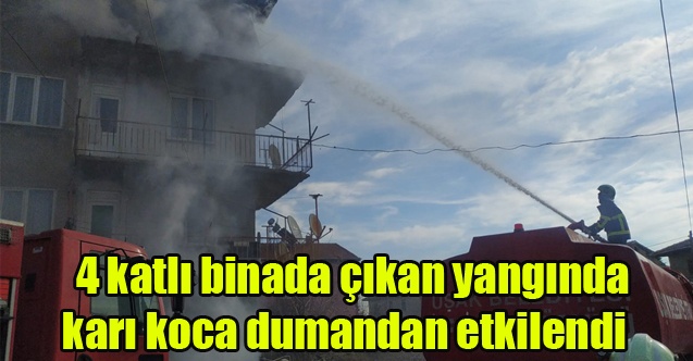 Uşaklı 4 katlı binada çıkan yangında karı koca dumandan etkilendi