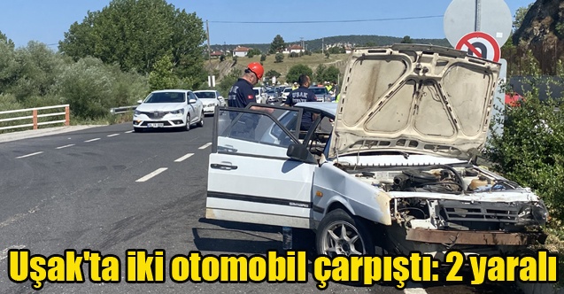 Uşak#039;ta iki otomobil çarpıştı: 2 yaralı