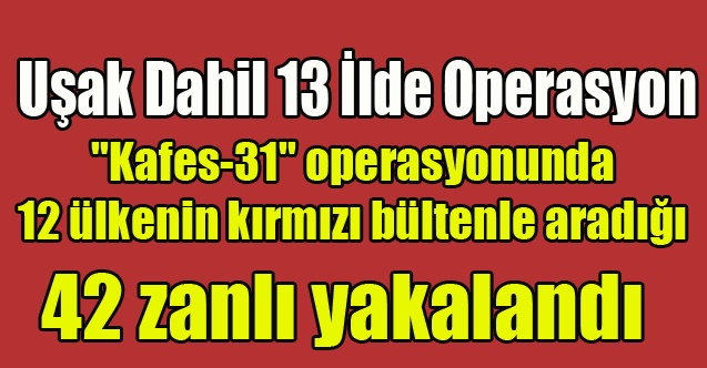 Aralarında Uşakında Bulunduğu 13 İlde Operasyon