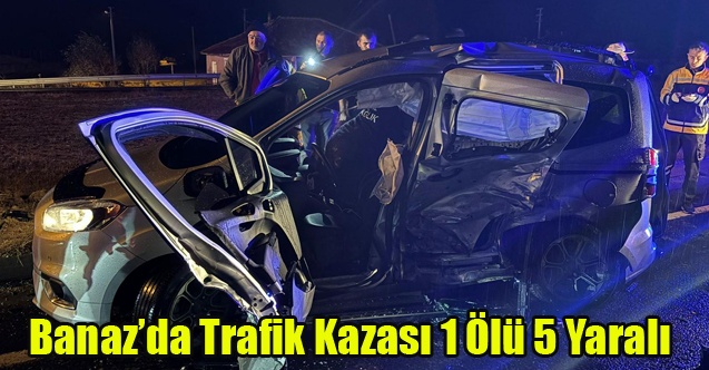 Banaz#039;da Trafik Kazası 1 Ölü 5 Yaralı...